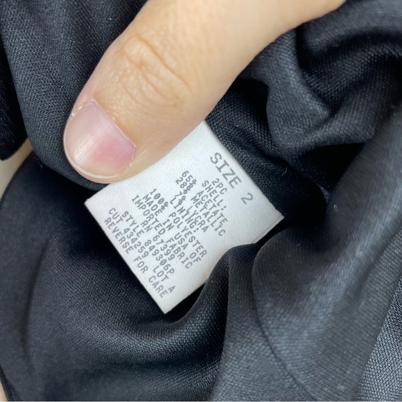 Vintage Donna Ricco New York Black Metallic Blouse Top Women Size 2 Petite - Picture 6 of 6